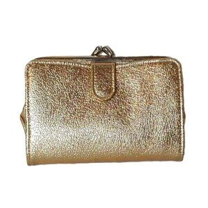 Vintage St. Thomas Gold Coin Purse Clutch Metallic Leather MCM
